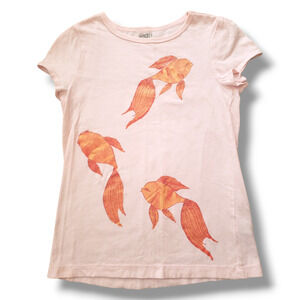 Crazy 8 Girls M 7-8 Blush Pink Goldfish Tee T-Shirt